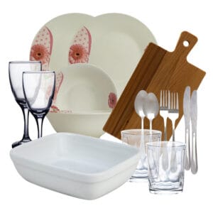 Set masa Daisy, 16 piese, Portelan, Alb lucios, margareta