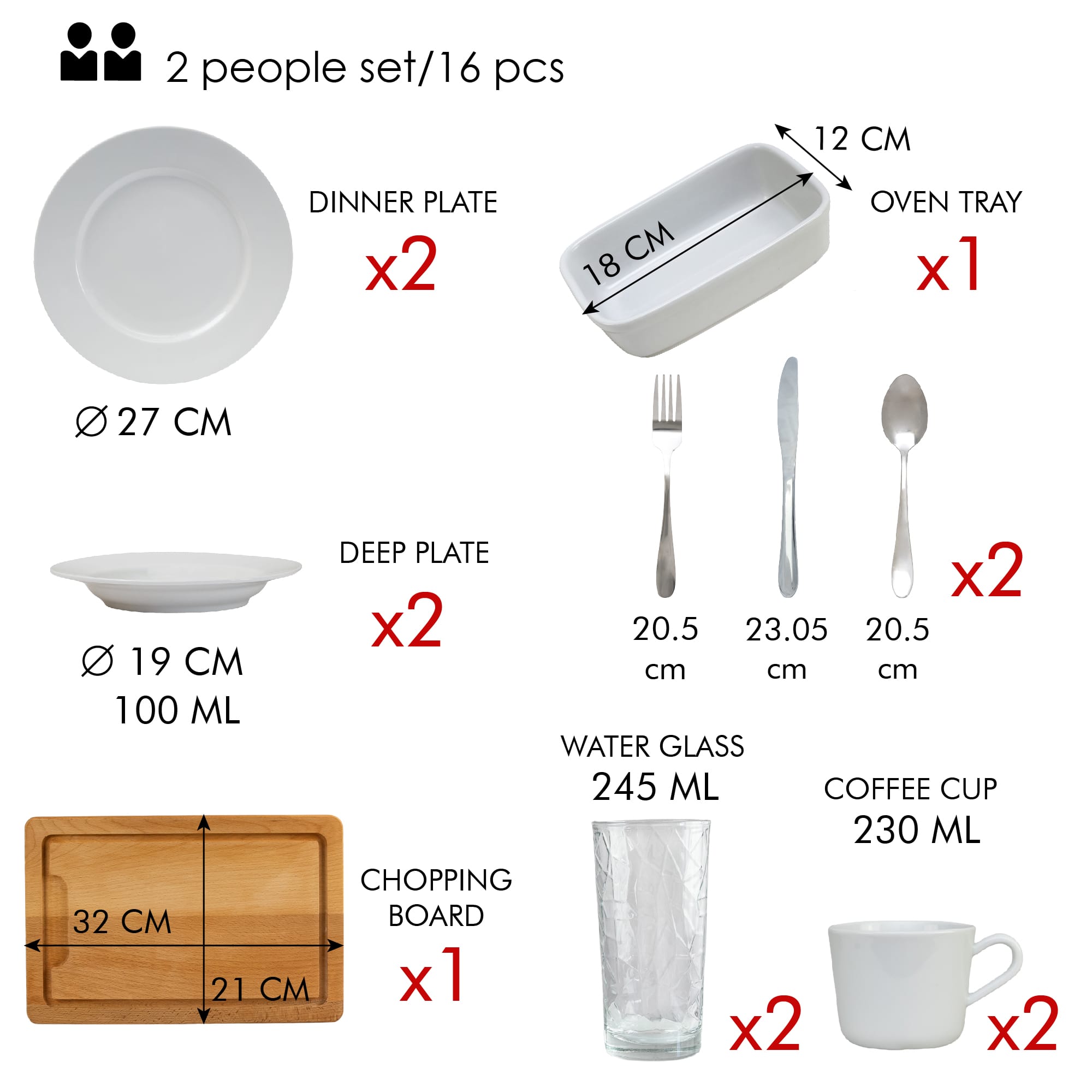 Set complet de masa, Snow, 16 piese, Portelan, Alb - imagine 3