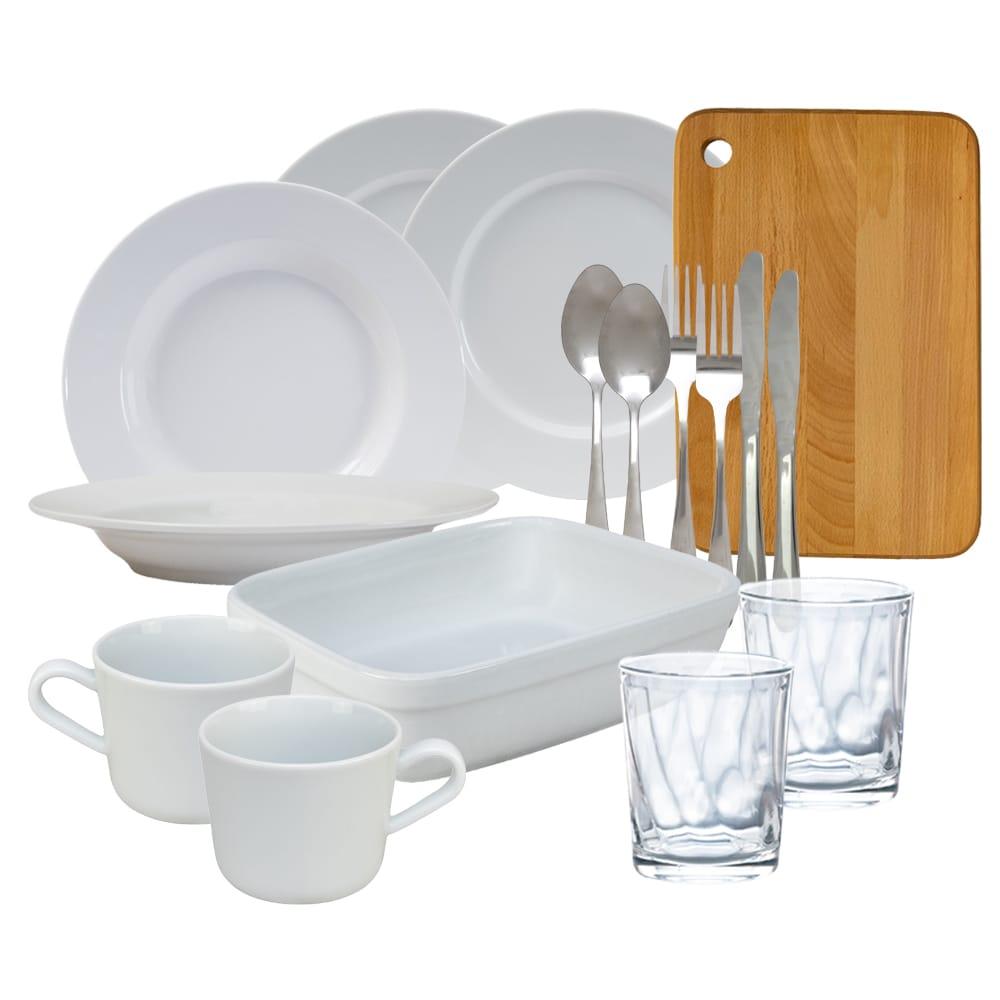 Set complet de masa, Snow, 16 piese, Portelan, Alb lucios