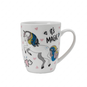 Cana de 300 ml, Alb decor unicorn