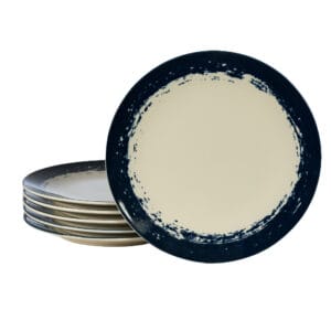 Set 6 farfurii desert, 20 cm, Alb Ivoire cu bluemarin