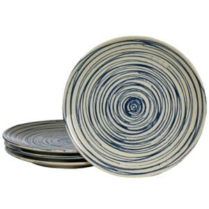 Set farfurii desert 20 cm Maritim Alb Ivoire cu cercuri albastre