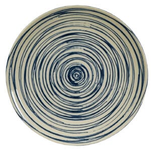 Farfurie desert, 20 cm, Alb Ivoire, Cercuri Albastre.