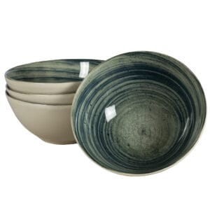 Set 4 boluri, 600 ml, Whirlwind, Alb Ivoire cu negru