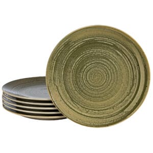 Set 6 farfurii desert, 20 cm, Sand, Alb Ivoire si gri-verzui