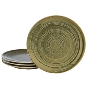 Set 4 farfurii desert, 20 cm, Sand, Alb Ivoire si gri-verzui