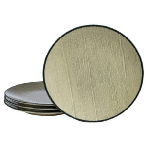 Set 4 farfurii desert, 20 cm, Sand, Alb Ivoire cu margine neagra