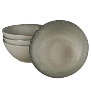 Set 4 boluri, 600 ml, Stone, Alb Ivoire cu gri