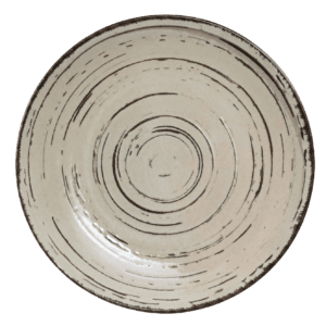 Farfurie intinsa, 26 cm, Stone, Alb Ivoire cu linii maro