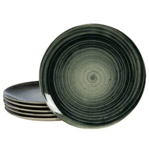 Set 6 farfurii 26 cm Whirlwind Alb Ivoire cu negru