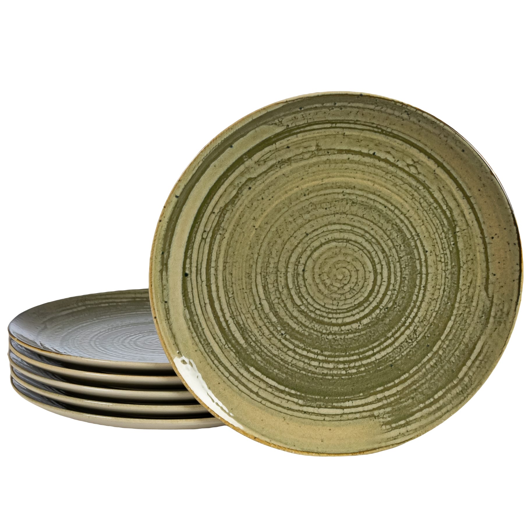 Set 6 farfurii intinse, 26 cm, Sand, Alb Ivoire, gri-verzui