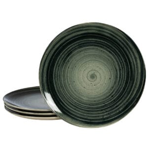 Set 4 farfurii 26 cm Whirlwind Alb Ivoire cu negru