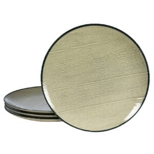 Set 4 farfurii extinse, 26 cm, Sand, Alb Ivoire cu margine neagra