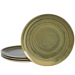 Set 4 farfurii intinse, 26 cm, Sand, Alb Ivoire, gri-verzui