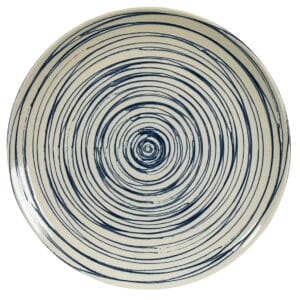 Farfurie intinsa, 26 cm, Alb Ivoire cu cercuri albastre