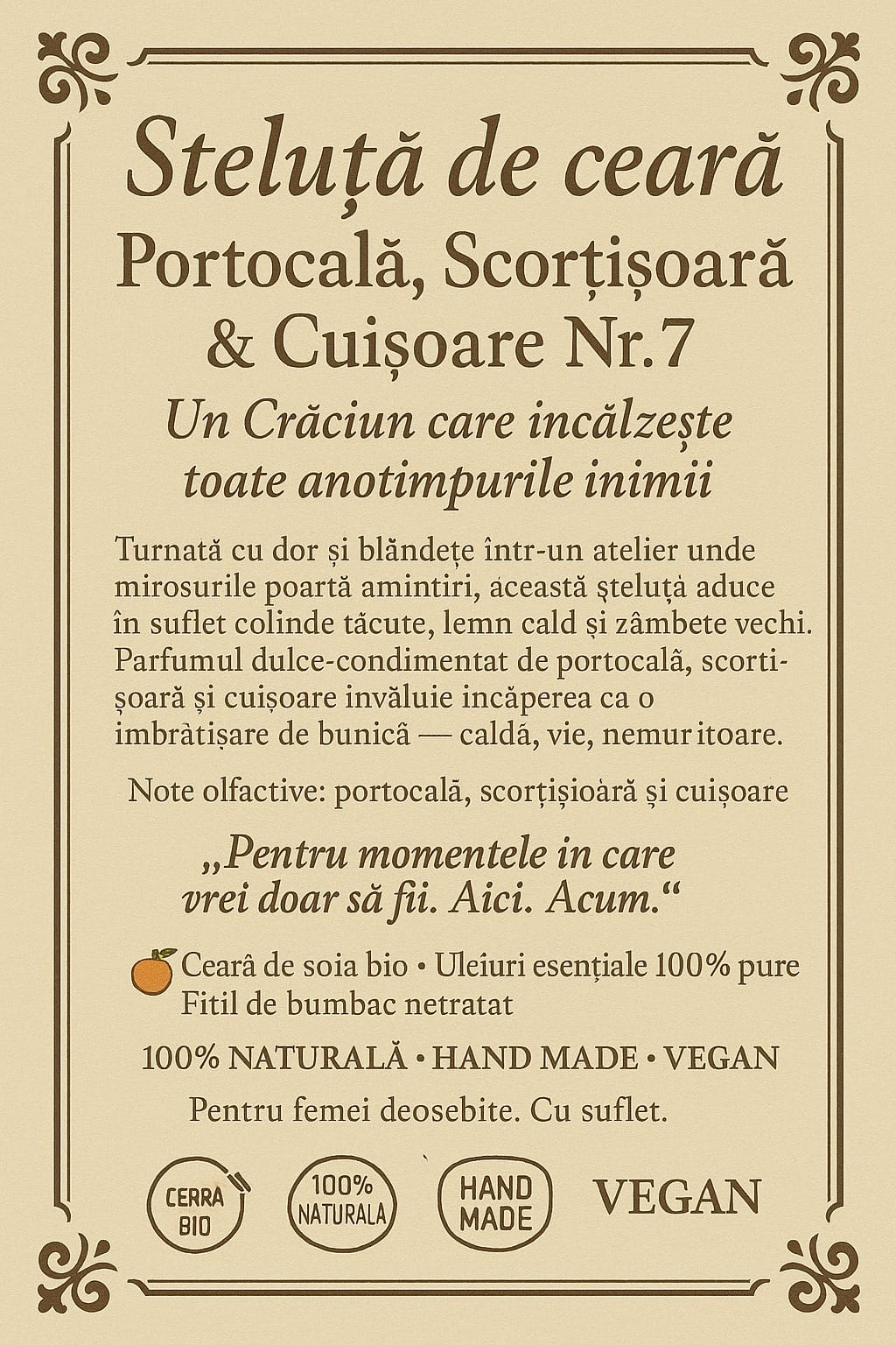 Lumanare BIO Aromaterapie Portocala, Scortisoara si Cuisoare, 100g - imagine 3