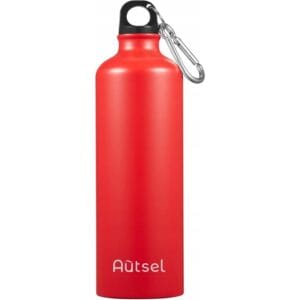 Sticla de apa, Autsel, Aluminiu, 750 ml, Rosu/Negru