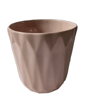 Ghiveci decorat in relief cu forma de diamant, 12 cm, 700 ml, Roz