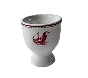 Suport ou, 6.5 cm, Alb decorat cu cocos rosu