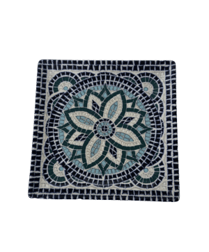 Platou patrat, 18 cm, Decor albastru