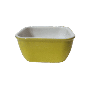 Vas termorezistent patrat, 12.5x6.5, Alb/Galben