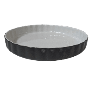 Vas termorezistent rotund, 28x4.5 cm, Alb/Gri