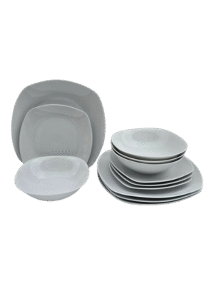 Set farfurii, 12 piese, pentru 4 persoane, Portelan, Alb