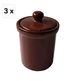 Set 3 doze pentru condimente, inaltime 10.5 cm, Maro Mat