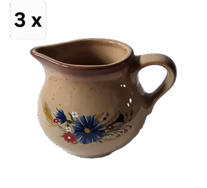 Set 3 latiere, 240 ml, Cesiro, Maro decorat cu flori si spic de grau