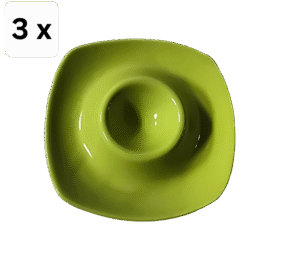 Set 3 suporturi de ou, tip farfurie, 12 cm, Verde