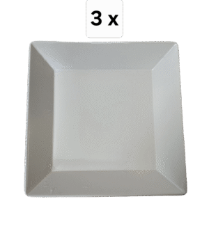 Set 3 farfurii adanci patratr, 21×4.5 cm, Alb Mat