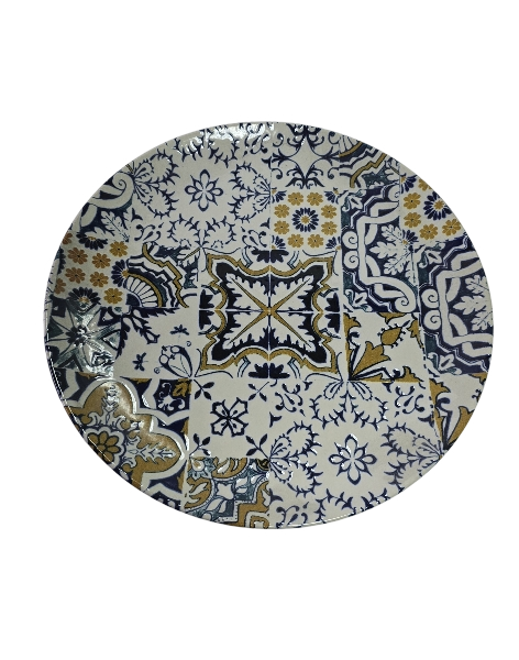 Farfurie intinsa, 26 cm, Mosaico Lussuoso, Ivoire decorat