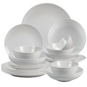 Set farfurii 24 piese, pentru 6 persoane, SonwWhite, Cesiro, Alb Mat