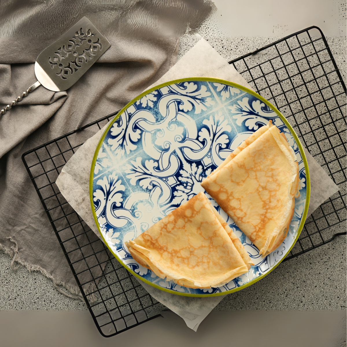 Set farfurii 18 piese, pentru 6 persoane, Stoneware, Ivoire cu Albastru - imagine 6