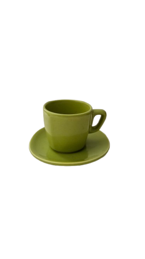 Ceasca cu farfurioasa, 70 ml, Cesiro, Verde lucios