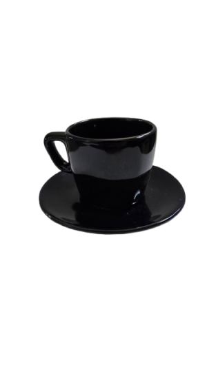 Ceasca cu farfurioara, 70 ml, Cesiro, Negru lucios