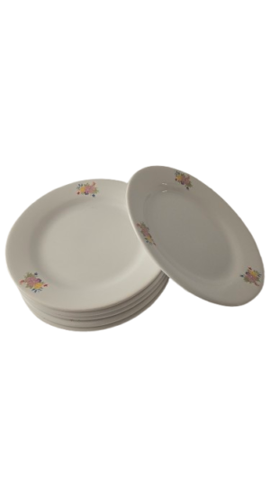 Set 6 farfurii desert, 19 cm, Cesiro, Alb cu flori