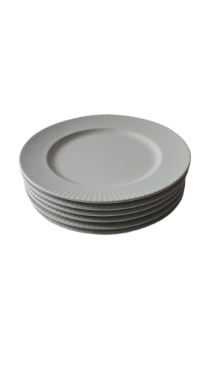Set 6 farfurii desert, 21 cm, Cesiro, Alb mat cu striatii la margine