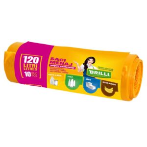 Saci menajeri colectare selectiva, Brilli 120l, 10 buc, galbeni