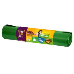 Saci menajeri colectare selectiva Brilli 240l, 10 buc, verzi