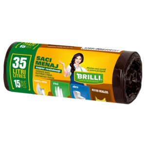 Saci menajeri colectare selectiva Brilli 35l, 15 buc, maro