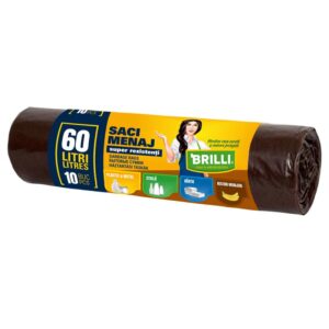Saci menajeri colectare selectiva Brilli 60l, 10 buc, maro