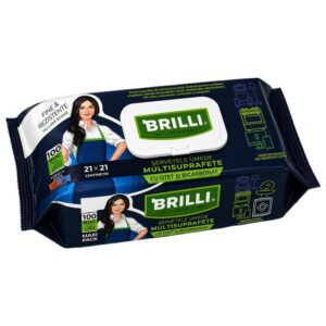 Servetele umede multisuprafete cu otet si bicarbonat Brilli, 100 buc/set