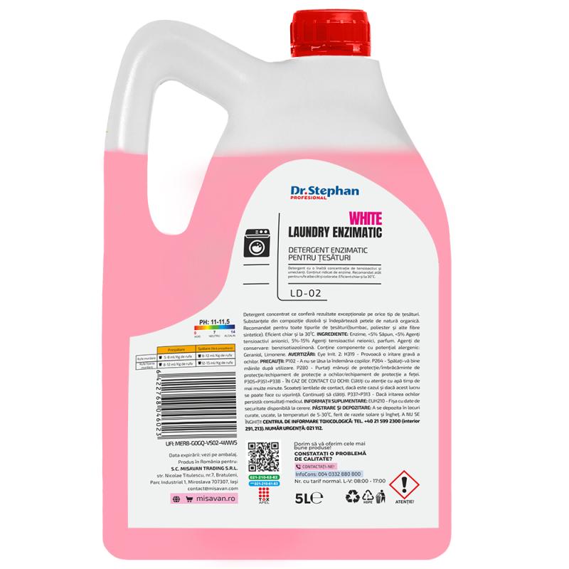 Detergent lichid rufe albe Dr. Stephan White Laundry Enzimatic 5l - imagine 2