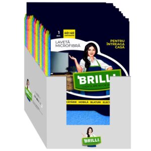 Display lavete microfibra intreaga casa Brilli, 40X40cm, 30bucati/display