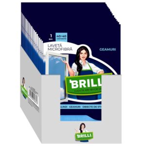 Display lavete microfibra pentru geam Brilli, 40x40cm, 30bucati/display