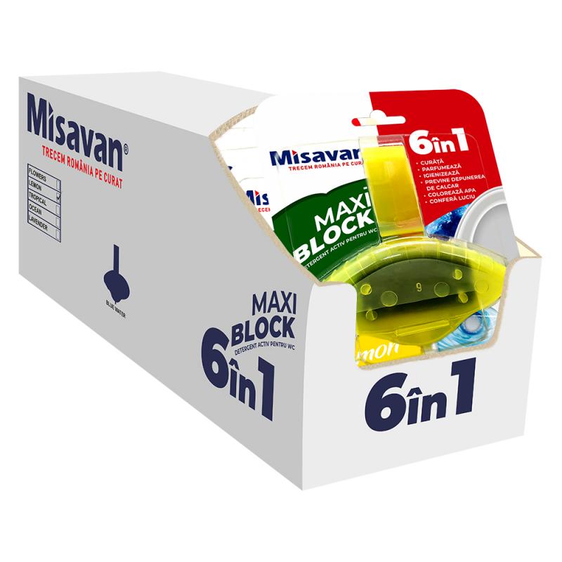 Display Odorizant toaleta Misavan Maxi Block Lemon 10 buc/display