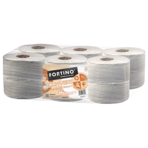 Hartie igienica Mini Jumbo, Fortino, eConvert brown, 2 straturi, 12 role