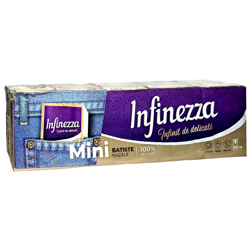 Batiste nazale Infinezza, Mini pocket, 4 straturi, 10 pachete/set
