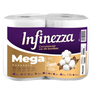 Prosop hartie monorola Infinezza Mega, 2 role/set, 2 straturi, 2*206 foi